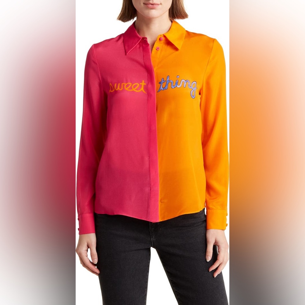 NWT Alice and Olivia 100% silk X-Small Willa "Sweet Thing" blouse